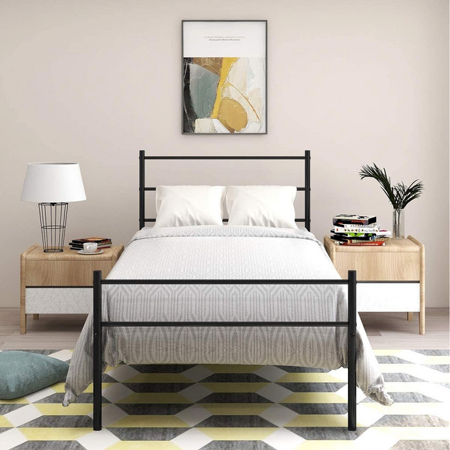 침대 1인용침대 원룸침대 침대 프레임, 블랙