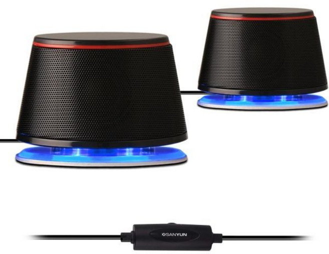 Sanyun SW102 컴퓨터 pc 다용도 스피커 5Wx2 Deep Bass in Small Body 블랙 화이트, SW102 블랙