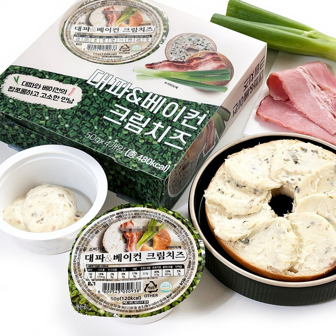 대파&베이컨 크림치즈 50g, 8개