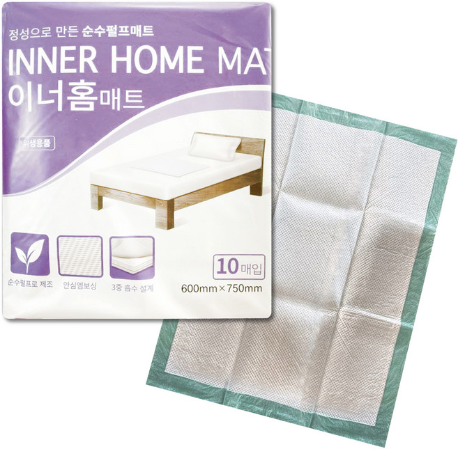 이너홈 위생매트 국산 위생깔개 침대 매트/패드, 10개입, 1개