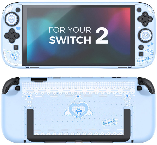 이이네 스카이 리본 닌텐도 스위치2 보호 케이스 세트 스위치2 풀커버, 1세트, 스카이 리본 테마, L1263