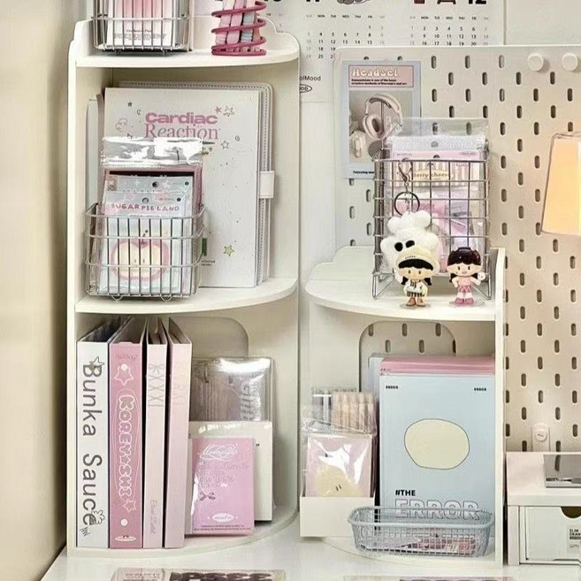 YAPOGI 코너 책상 정리 선반 다용도 수납 선반 사무실 주방, 화이트, 2단