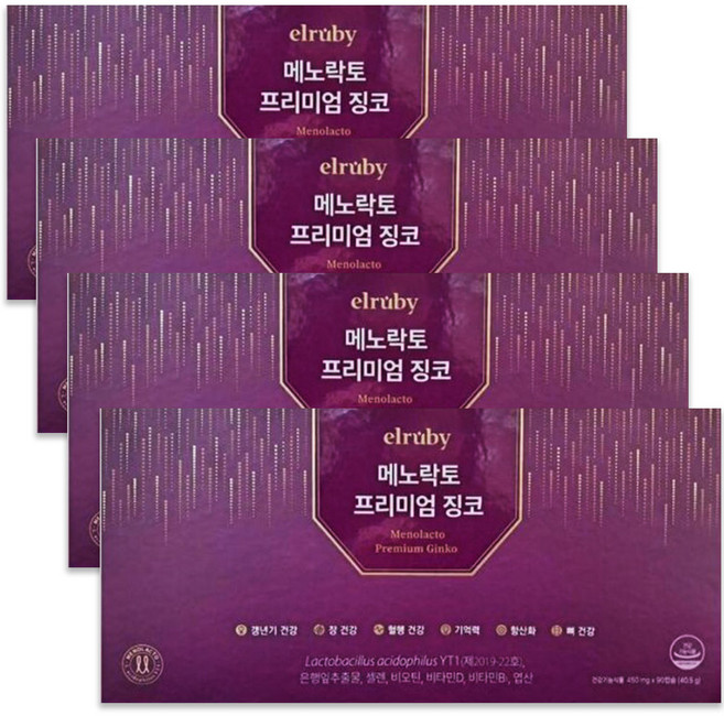 휴온스 엘루비 메노락토 프리미엄 징코, 90정, 4개