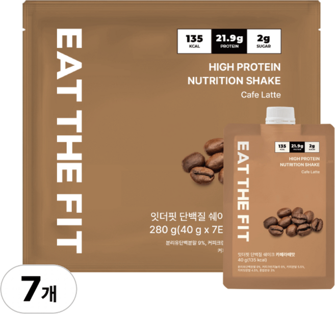 잇더핏 단백질 쉐이크 1주플랜 카페라떼맛, 7개, 40g