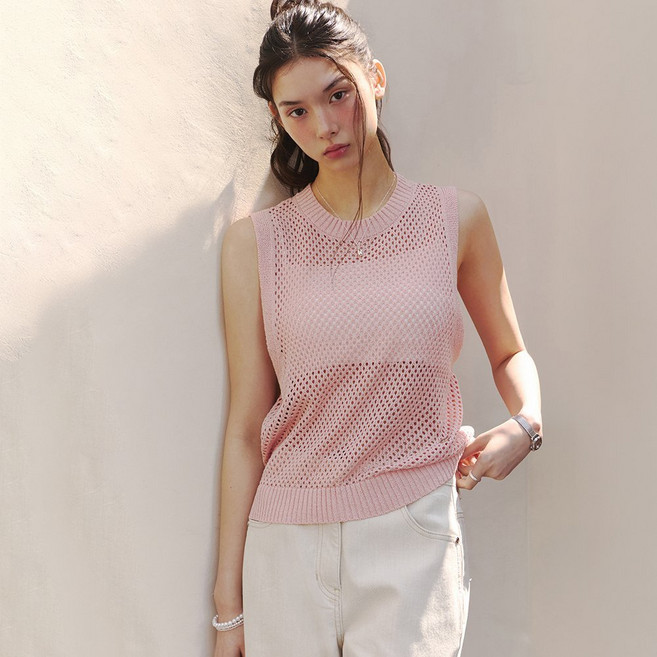 [국내백화점] 잇미샤 니트 미니멀 시크 단정한 깔끔한 화사한 산뜻한 프릴 넥라인