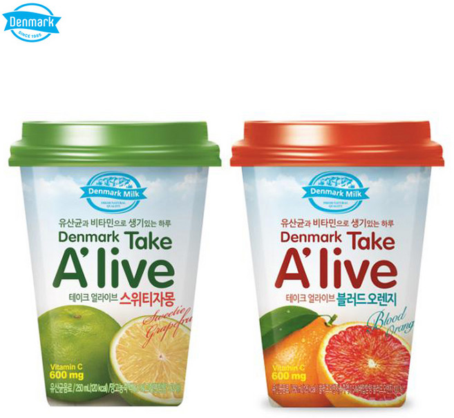 덴마크 테이크 얼라이브 250mlX12컵 자몽6+오렌지6/유산균/비타민주스/무배, 12개, 250ml