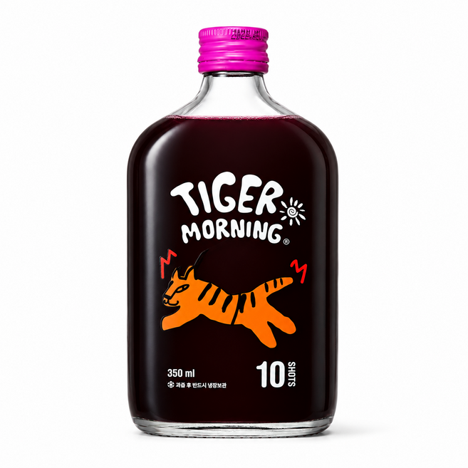 타이거모닝 베리샷 블루베리 아로니아 하스카프 착즙 주스 보틀, 1개, 350ml