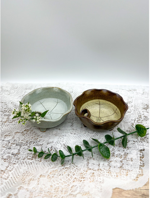 가지와나무 귀여운 미니 화분 거실화분 연잎 분청 재유 도자기 수반, 분청수반(회색유광)