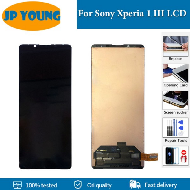 소니 Xperia 1 III LCD 디스플레이용 번인 섀도우 터치 스크린 디지타이저 어셈블리 교체용 6.5, 02 Purple With Frame