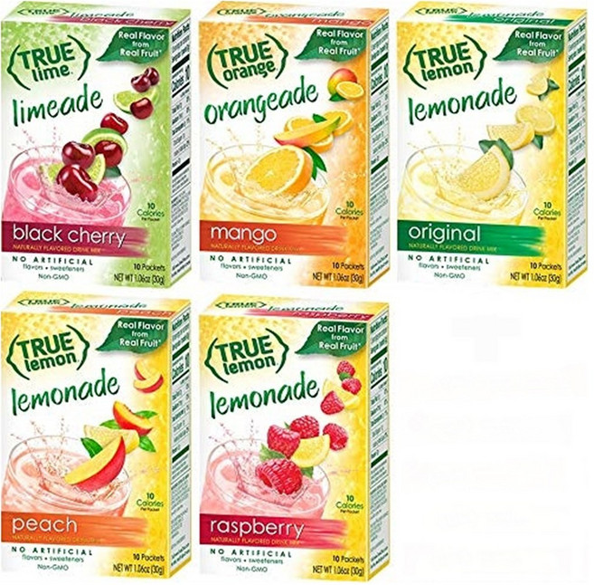트루 레몬 레모네이드 드링크 믹스 모음 30g 5팩 True Lemon Assorted Beverage, 10개입