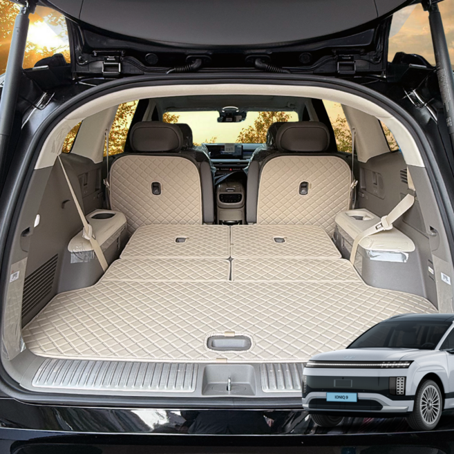 현대 아이오닉9 트렁크매트 6인승 7인승 차박 커버 카매트, 트렁크매트+등받이, 웜 그레이, 현대 아이오닉9 (7인승)