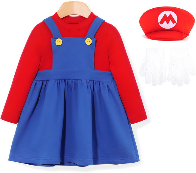 오즈키즈 아동용 마리오 오버롤 스커트 세트