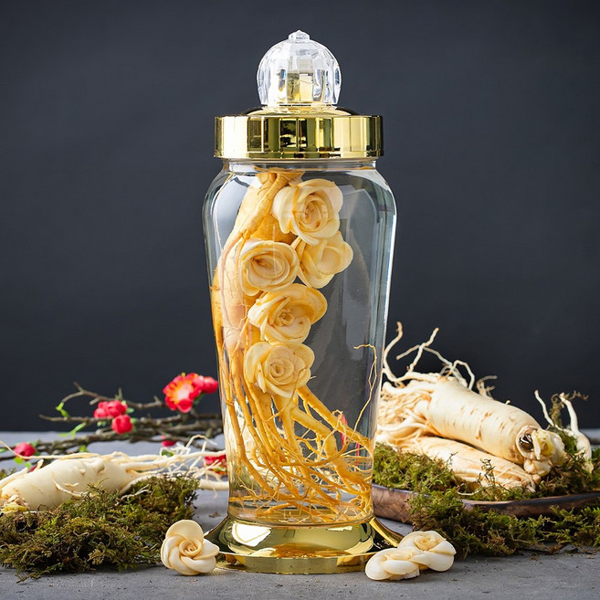 인삼주 키트 1.8L(수삼100g+수삼꽃5개+유리병) 담금주 diy 수공예 인삼꽃 꽃 술 세척삼 골드플라워 담그기 만들기, 1개, 1.8L