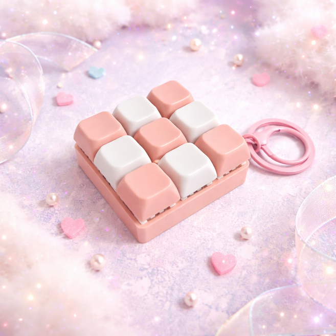 펫더월드 mbti 키보드키링 키캡 9구 딸깍이, 1개, 피치+화이트