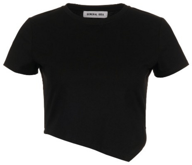 韓國 GENERAL IDEA 女款 短版上衣 不對稱設計 絲質上衣