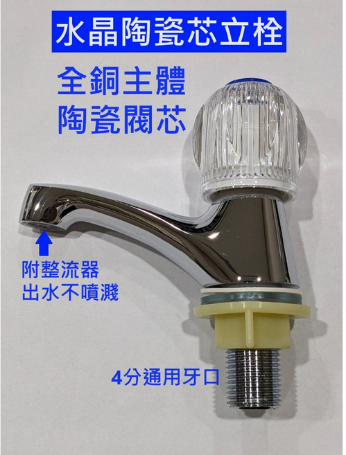 水晶陶瓷芯立栓 附整流器, 1個, 藍色上蓋