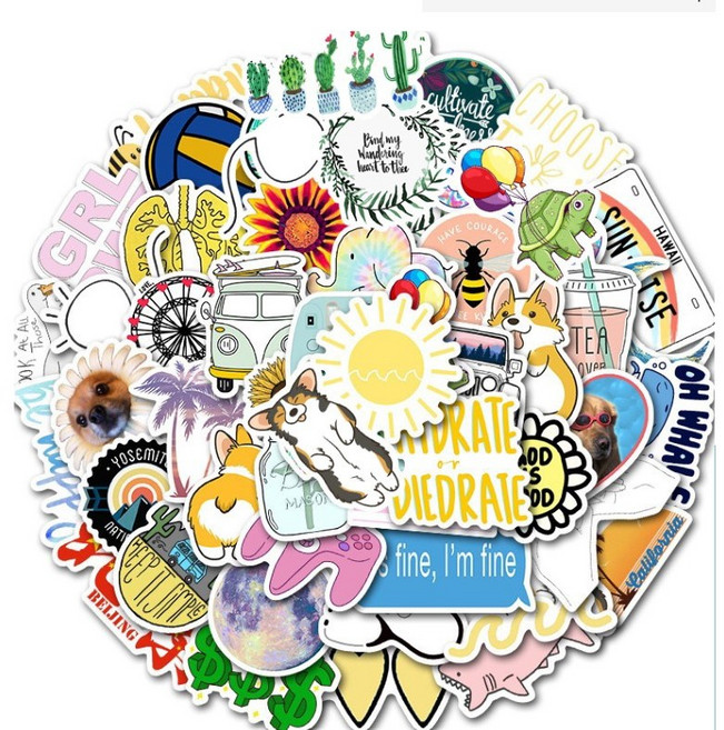 워너엠 캠핑 자전거 노트북 캐리어 여행 데칼 스티커 DIY 꾸미기, 1.여행