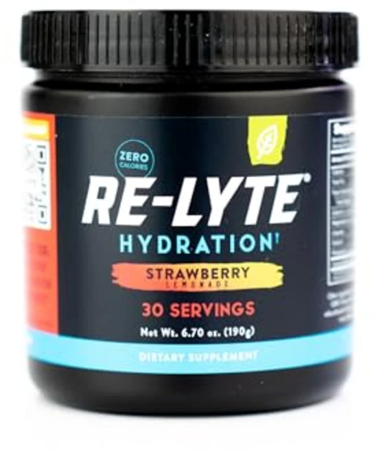 REDMOND Re-Lyte Electrolyte Drink Mix 30 serving SMALL 6.88oz jar, Strawberry Lemonade, 190g, 1개 - 쿠팡