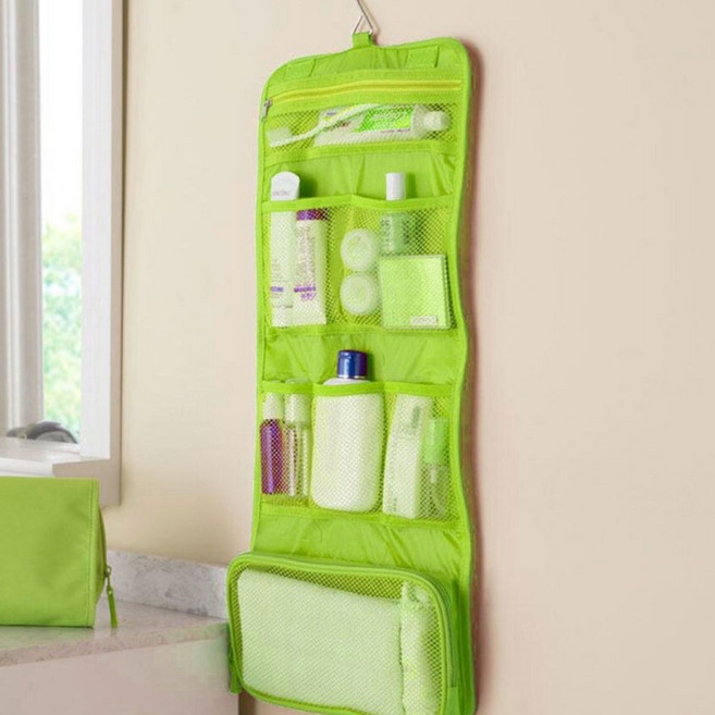 (그린) 올인원 여행파우치 화장품 칫솔 치약 세면도구 여행용 정리파우치