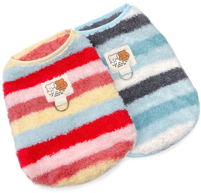 강아지 가을옷 겨울옷 무지개떡 뽀글이 티셔츠, 1개, 레드