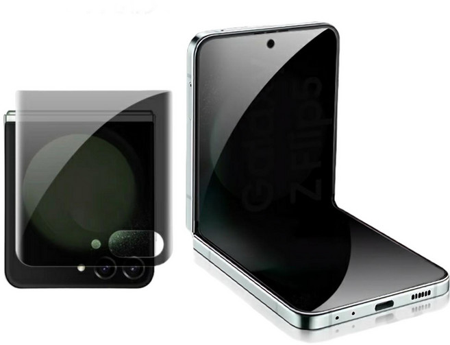 갤럭시 Z플립5 내구성 지문방지 30도 옆에서 안보이는 액정보호필름(내면+전면), 1개