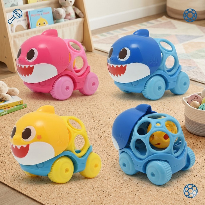 985유아장난감 딸랑이볼미니카 딸랑이 안전장난감, 1개, 아기상어