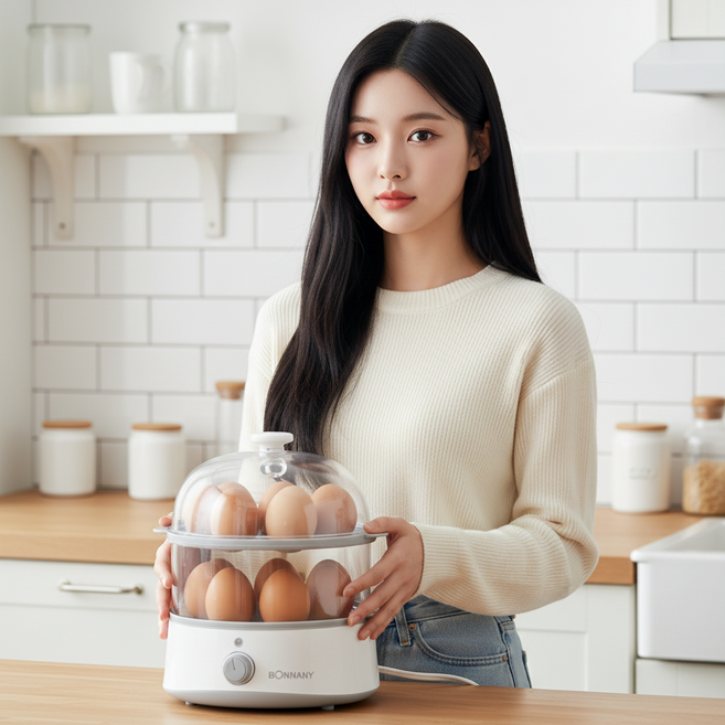 보만 2단트레이 과열방지 계란찜기 계란삶기 찜기EB7210WG