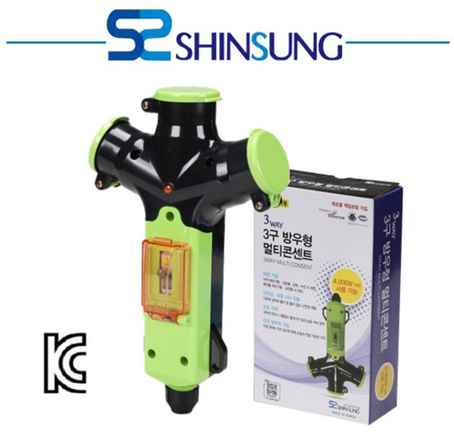 신성전기 52282 방우3구 콘센트 차단기 20A, 1개, 160mm