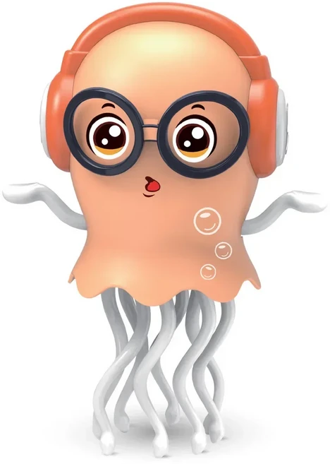 쿠쿠스토어 재미있는 춤추는 해파리 장난감 자동 장애물 회피 기능이 스프레이 음악 조명 크리스마스 선물, 01 orange