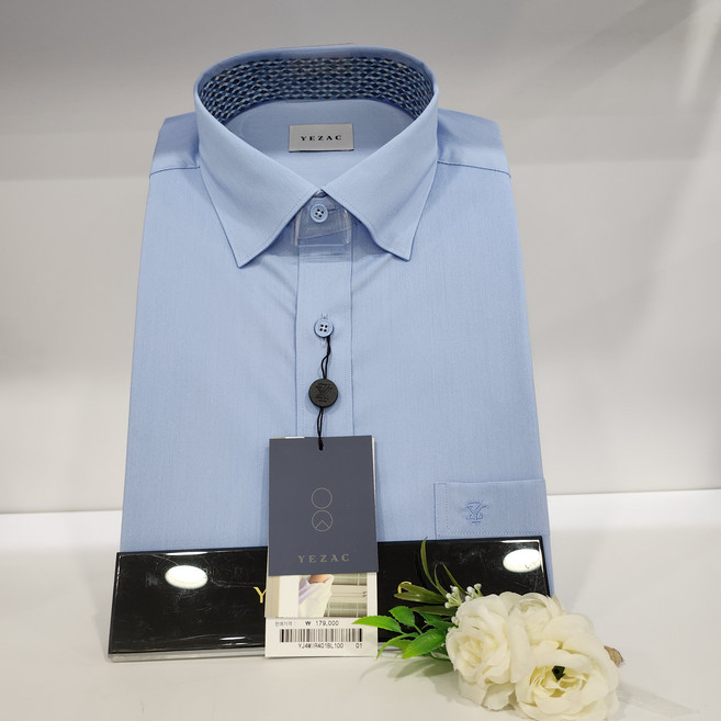 예작 예작YJ4MIR401 카라배색 모달 구김없는 스트레치 드레스셔츠 일반핏(루미) 여름반팔셔츠