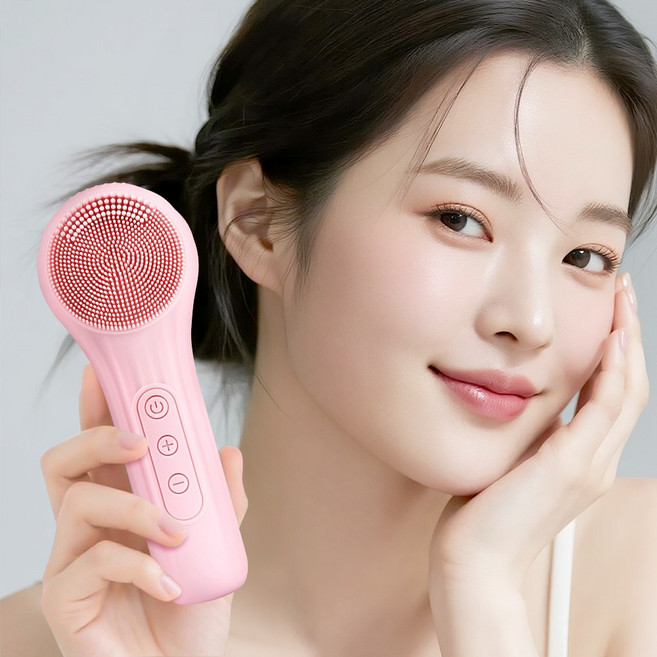 CozyTemp 진동 클렌저 실리콘 세안 브러쉬 온열 진동 얼굴클렌징기계, 베이비핑크
