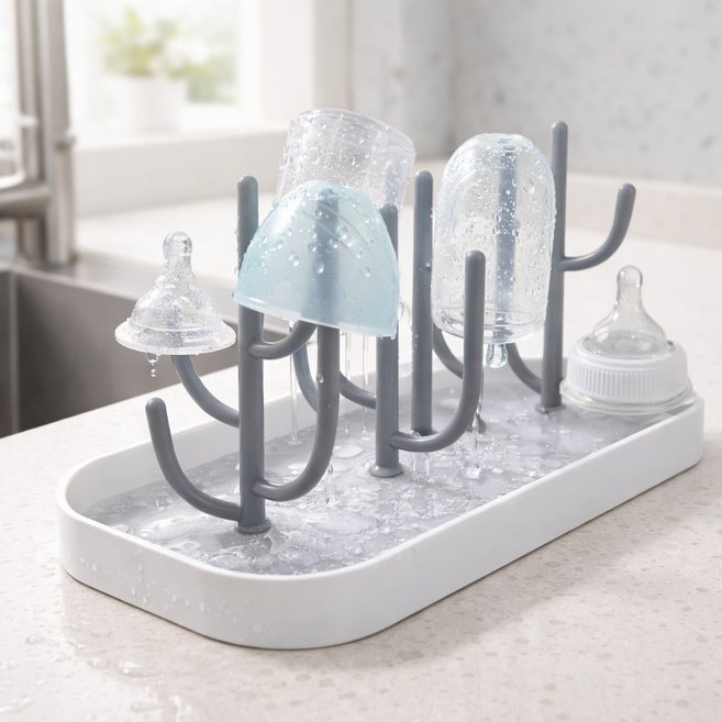 루움 위생건조 분리세척 젖병 건조대, 라이트 그레이, 단품