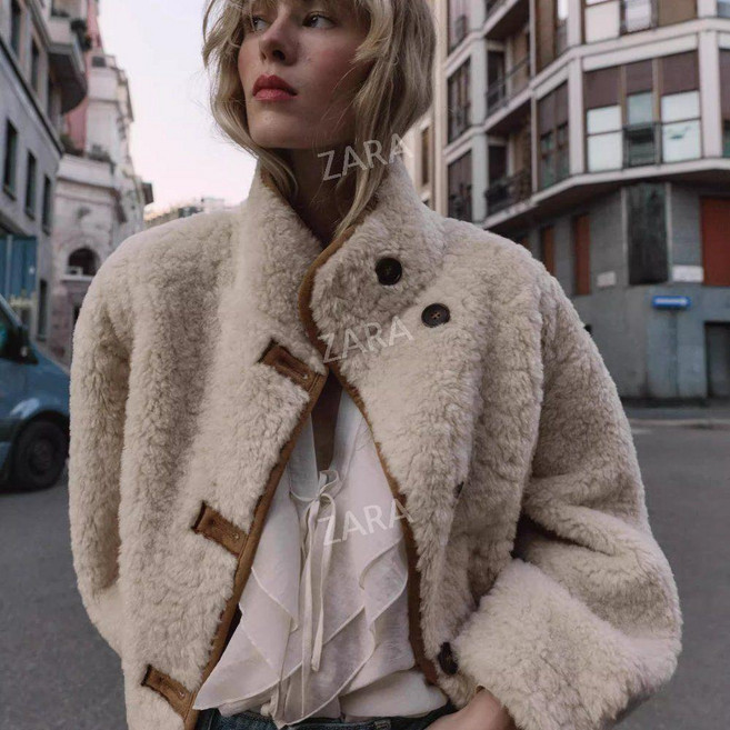 자라 2025 여성용 양면 리버서블 양털 재킷