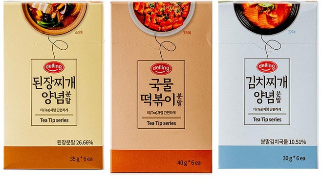 백호식품 델링 티팁 양념 분말 3종, 된장찌개+김치찌개+국물떡볶이, 35g, 1개