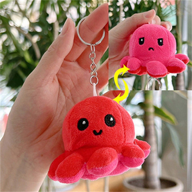 귀여운 키링 인형 열쇠고리 캐릭터 키홀더 가방고리 펜던트 장식 악세서리, 1개, Io 반전문어 레드핑크