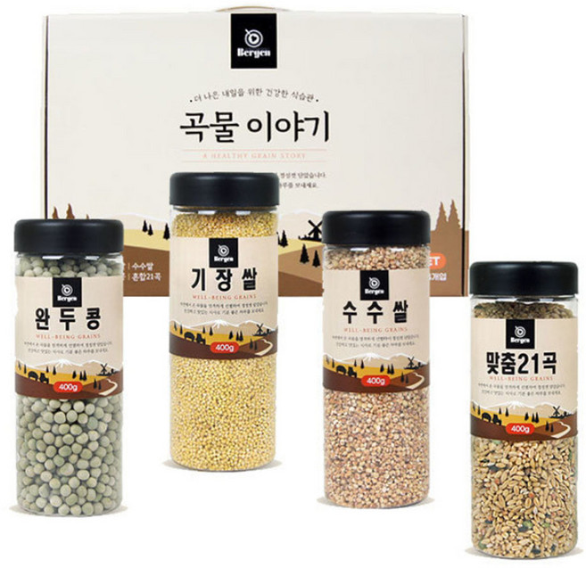 곡물이야기 4종 선물세트 기장쌀 수수쌀 완두콩 잡곡 슈퍼푸드 혼합곡 잡곡밥 보험 판촉 특판 사은 답례품 명절 설 추석 선물, 1개