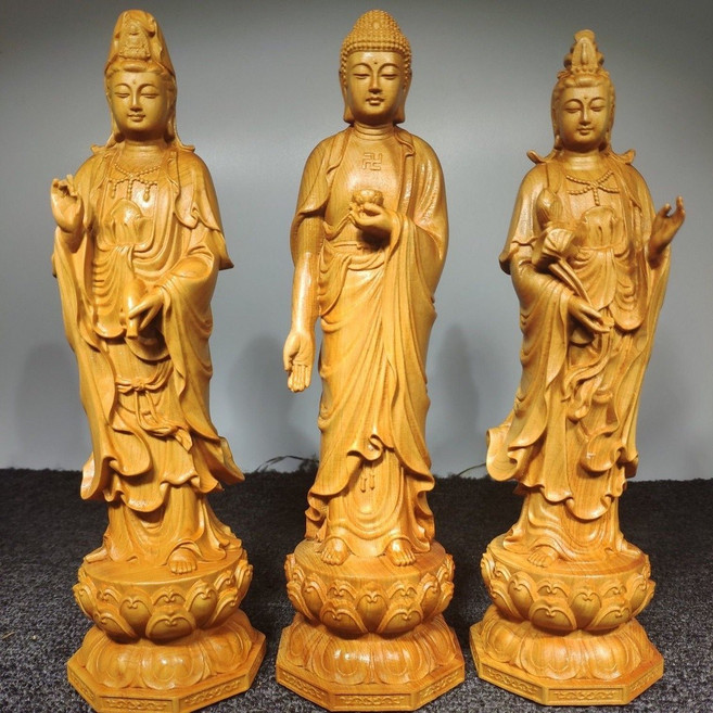 黃楊木 崖柏木雕佛像擺件 阿彌陀佛 觀音 菩薩 工藝品