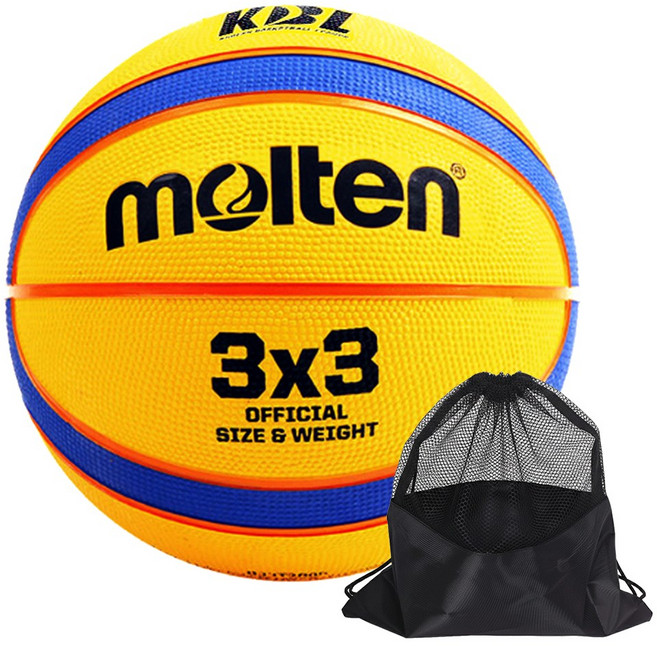 몰텐 3대3 농구공 6호 KBL 3x3 학교 프로농구 공인구 B33T2000 + 볼가방, 1세트