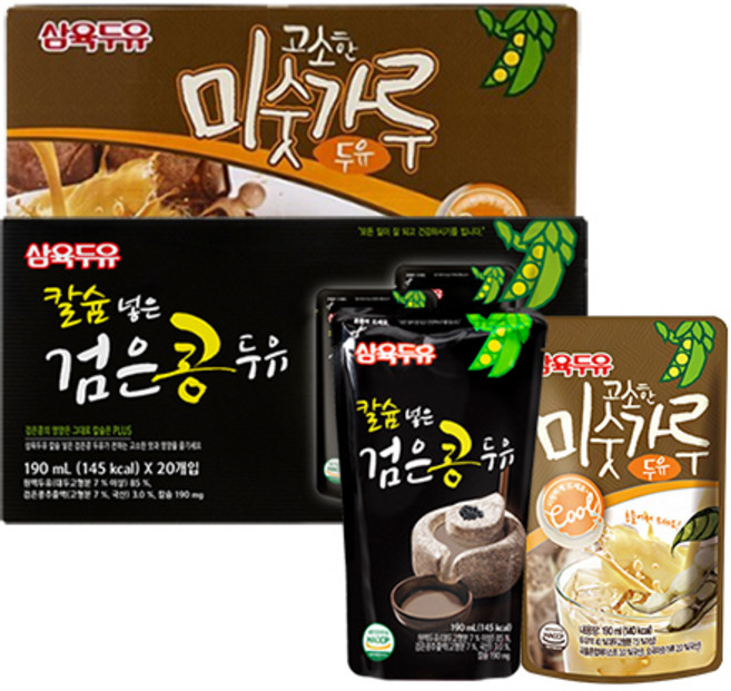 삼육두유 칼슘넣은검은콩+미숫가루두유 70팩 콤보세트 (40팩+30팩구성), 70개, 190ml