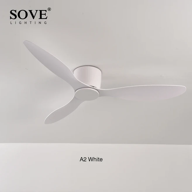 저소음 실링팬 SOVE 천장 선풍기 리모컨 모던 블랙 화이트 저층 DC 모터 30W 간단한 조명 없는 가정 220V, [01] A2 White, 9) A2 White  42 inch, 9) A2 White - 42 inch