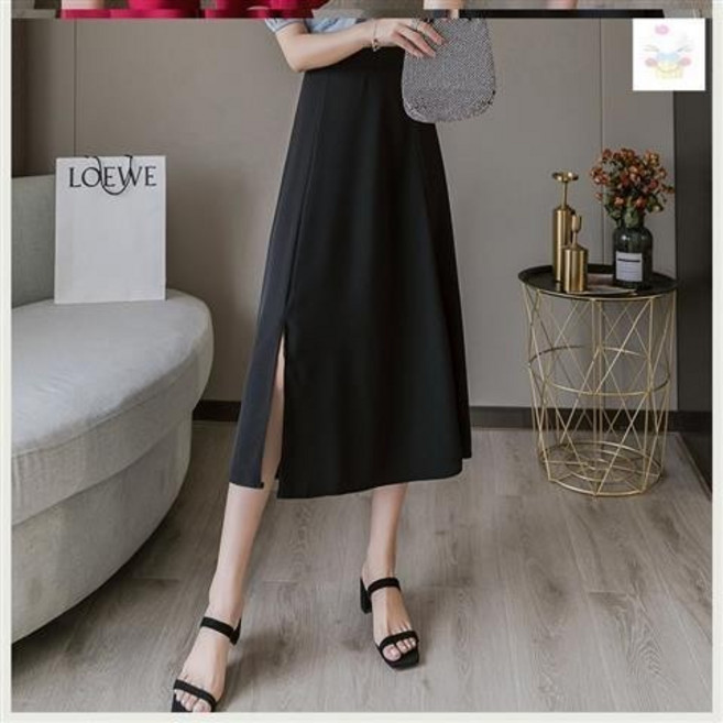 大尺碼顯瘦 A字長裙 適合胯大腿粗 高腰中長款大擺裙