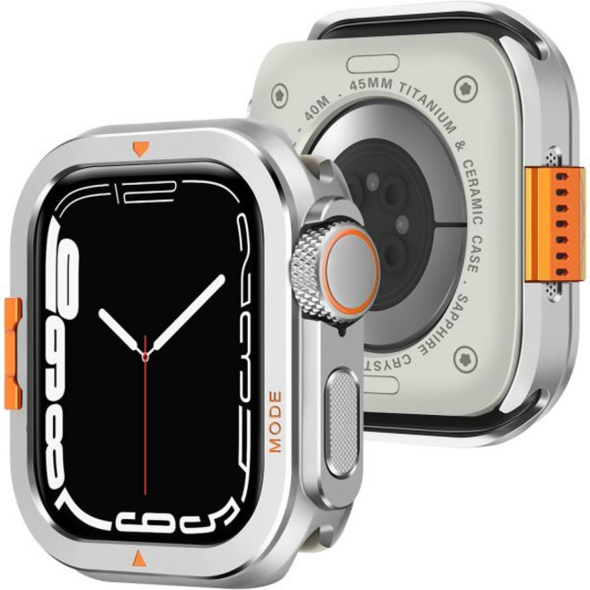 아미지 금속 케이스 애플워치 울트라 3/2/1 49mm 케이스 백 커버 호환 강인한 보호 범퍼 커버 블랙, 45mm, Titanium