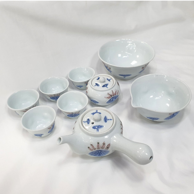 [한도요]연꽃 5인 풀 다기세트 대한민국 명장 14호 서광수 작품 고급 선물세트, 연꽃, 1개