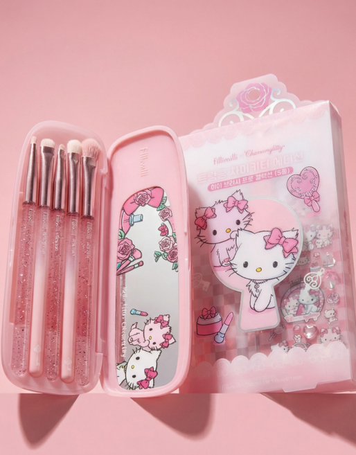 필리밀리 챠미키티 에디션 아이브러쉬 프로 컬렉션 핑크 블루+트윙클 큐빅스티커, 1개