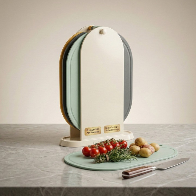 4종 세트 도마 거치대 포함 TPU 향균 도마 곰팡이 칼자국 제로, 4개, 혼합