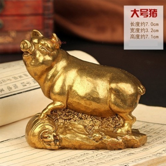 十二生肖 仿銅 工藝品 招財虎 擺件, 仿銅大號招財豬