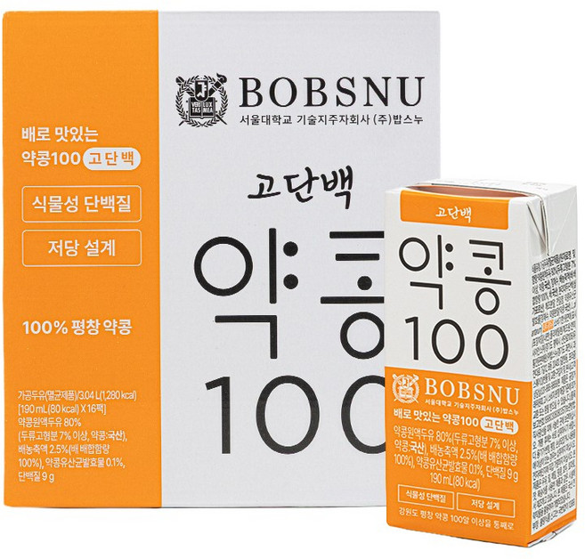 서울대 밥스누 배로 맛있는 약콩100 고단백 16입, 16개, 190ml