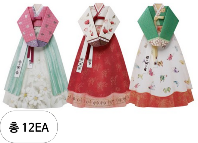 솜씨카드 퓨전 한복카드 3종 세트, 혼합 색상, 12세트