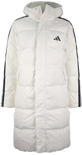 아디다스 남여고용 아이보리 롱 다운패딩 - 심플한 라인 실루엣 / 윈터 필수템