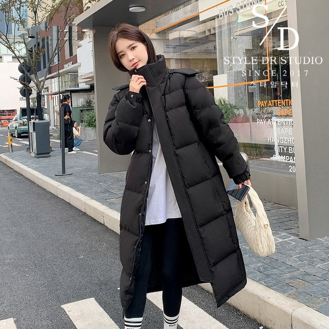 스타일닥터 패션 겨울 패딩 여성 패딩 코트 여자 롱패딩 오버핏 롱코트 후드 롱패딩 데일리 빅사이즈 패딩 코트